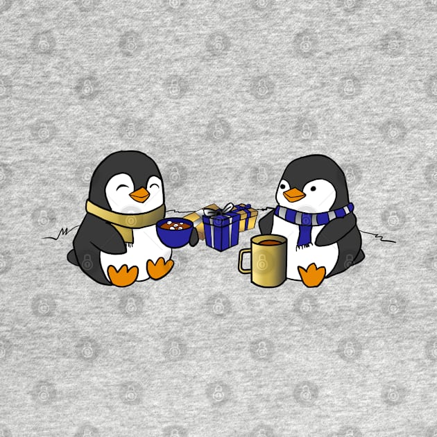 Jewish Penguins at Hanukkah by Elizabeths-Arts